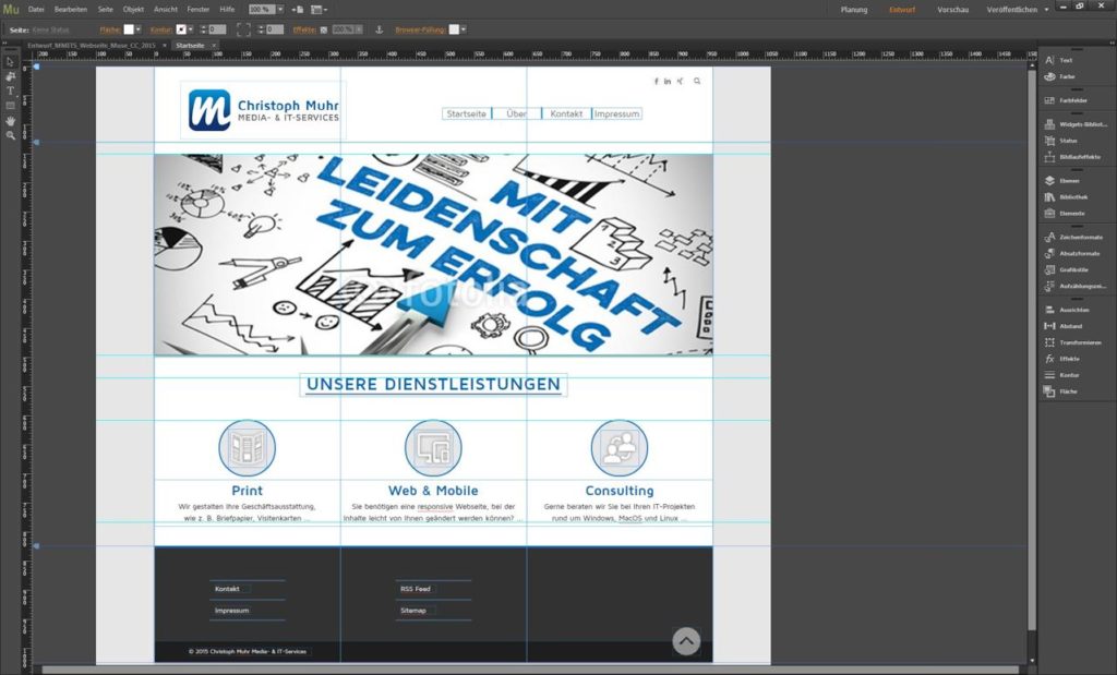 Prototyp mit Adobe Muse aus dem Jahr 2015.