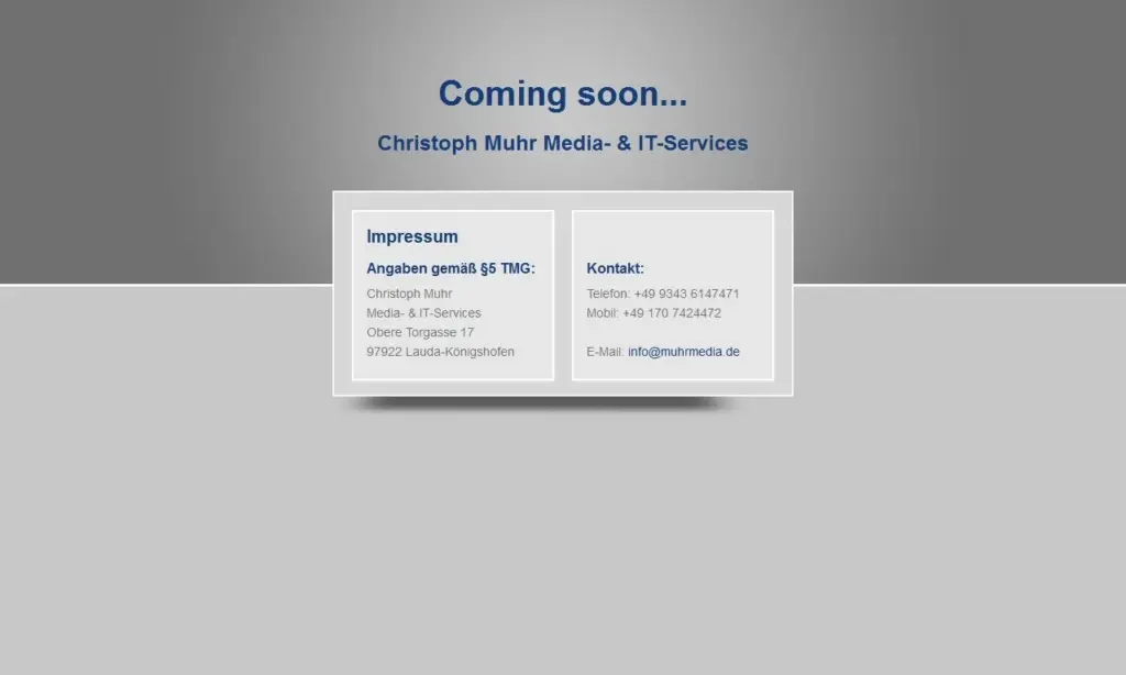Die erste "Coming soon" Version meiner Website von August 2014.